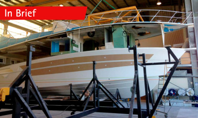 Construction is well underway on the new 75 Enclosed Flybridge bound for Dubai